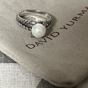David Yurman Silver Ring with White Pearl sz7